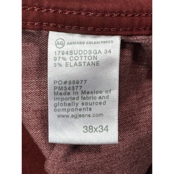 AG Adriano Goldschmied Men's Everett Slim Straight Leg Red Pants - Size 38x31 - Picture 5 of 5